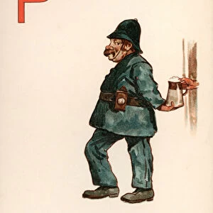 P, Policeman (colour litho)