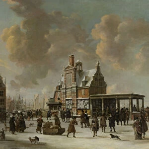 The Paalhuis and the Nieuwe Brug, Amsterdam, in the Winter, 1640-66 (oil on canvas)
