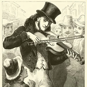 Paganini as a Street Musician (engraving)