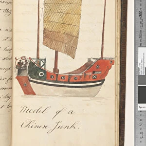 Page 140. Model of a Chinese Junk, 1810-17 (w / c & manuscript text)