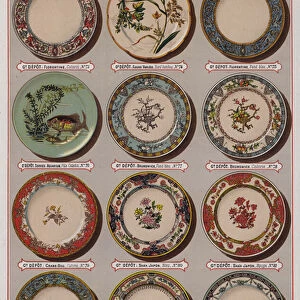 Page from the catalogue of the Grand Depot de Porcelaines, Faiences et Verreries (colour litho)