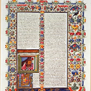 Page of the manuscript of the Bible of Borso d Este (1413-1471) (Bibbia