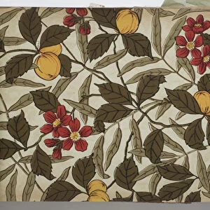 Page from a wallpaper sample book, 1885-90 (surface roller or hand block printed paper)