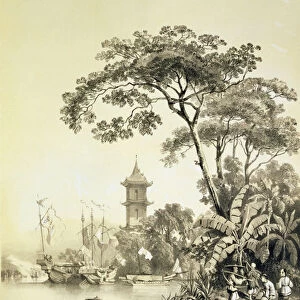 A Pagoda on the Macao-Canton Canal, plate 21 from Sketches of China