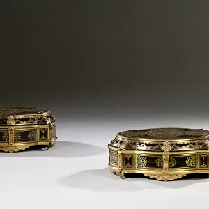 Pair of Louis XIV caskets, c. 1700-15 (ormolu mounted, brass inlaid tortoiseshell & Boulle