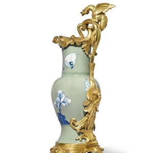 One of a pair of Louis XV ewers, porcelain 1662-1722, mounts c