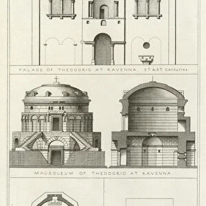 Palace and mausoleum of Theodoric at Ravenna, Italy, 5th and 6th Centuries (engraving)