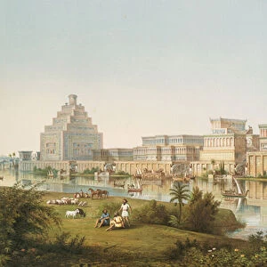 The palaces of Nimroud [Calah] restored, 1853 (lithograph)