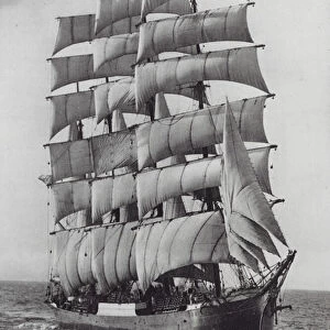 Pamir, one of the last commercial sailing ships, off Sydney Heads, Australia (b / w photo)