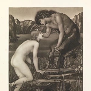 Pan and Psyche (mezzotint printed on paper)