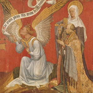 Panel from a diptych depicting the Angel of the Annunciation, the Donor and a Female Saint