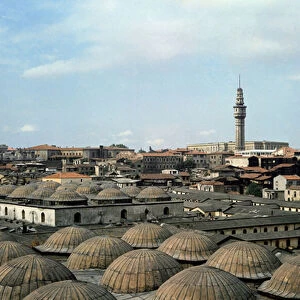 Panoramic view of Istanbul, with domes of the Great Bazaar