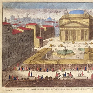 The Pantheon, Rome (colour engraving)