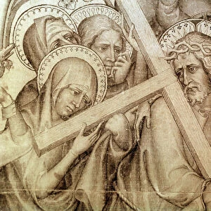 The parement of Narbonne: the Christ carrying his cross (grisaille on silk, 1375-1378)