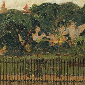 The Park Railings, Mornington Crescent (oil on canvas)