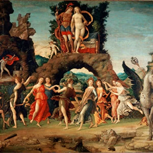 The Parnassus (Apollo and the nines muses) (tempera and gold on canvas, 1497)