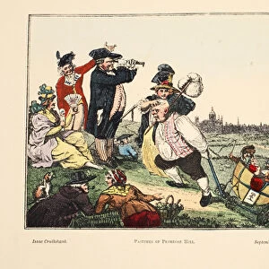 Pastimes of Primrose Hill, 1791 (hand-coloured engraving)