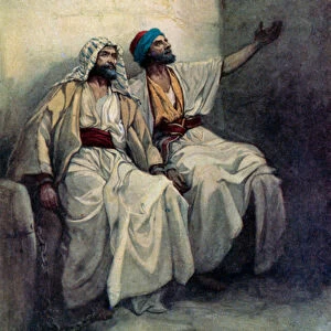 Paul and Silas joyful in prison (colour litho)