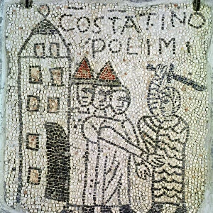 Pavement of St. John the Evangelist, detail of the Siege of Constantinople in June 1204