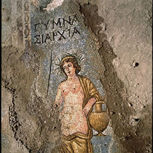 Pavement detail of a woman (mosaic)