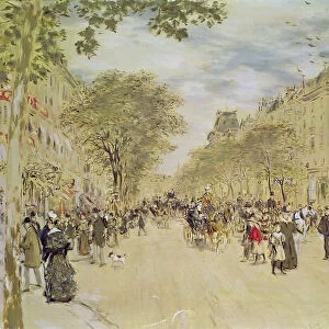 The Pavillon de Hanovre and the Boulevard des Italiens, Paris, after 1870 (gouache