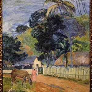 "Paysage, un cheval sur la route"(Landscape. A Horse on a Road) Peinture de Paul Gauguin (1848-1903) 1899 Postimpressionnisme Dim. 94x73 cm Musee Pouchkine Moscou