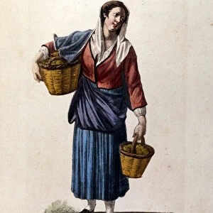 A peasant from the city of Scordia in Sicily Engraving of the 19th century