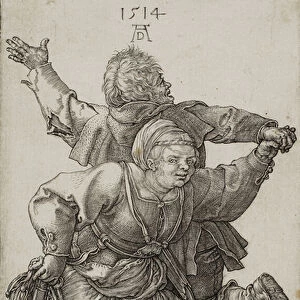 Peasant couple dancing, 1514 (engraving in black on ivory laid paper)