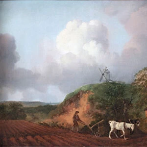Peasant Ploughing with Two Horses, 1750-1753 (oil on canvas)