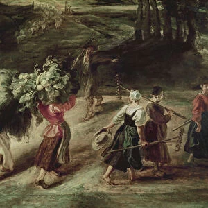 Peasants returning from the fields, detail of a group of peasant women in the foreground, c