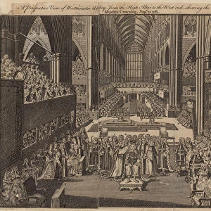 A perspective view of Westminster Abbey from the high altar in the west end (engraving)