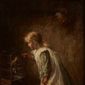 The Pet Canary (oil on canvas)
