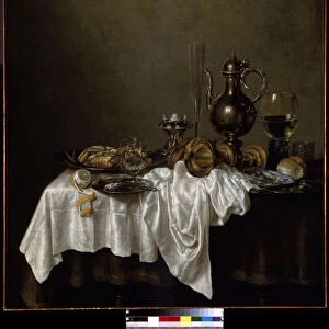 Petit dejeuner avec homard. (Breakfast with a Lobster). Nature morte. Peinture de Willem Claesz Heda (1594-1680), 1648. Art hollandais du 17eme siecle. Huile sur toile. Musee de l Ermitage, Saint Petersbourg