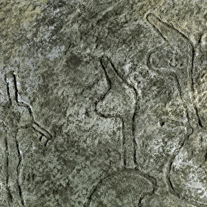 Petroglyph of a hunting scene, neolithic, stone age