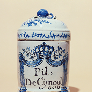 Pharmaceutical jar for cynoglossum tablets, c. 1700 (ceramic)