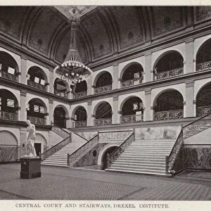 Philadelphia: Central Court and Stairways, Drexel Institute (b / w photo)