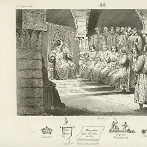 Philip V of France and the States General reject the claim to the throne of Joan II of Navarre, c1317 (engraving)
