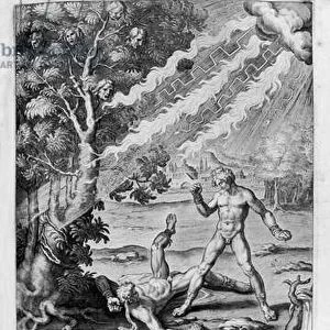 Phorbas slain by Apollo, 1615 (engraving)
