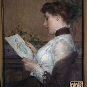 The picture A woman admiring a drawing. Painting by Tony Robert Fleury (1837-1912