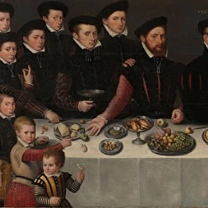 Pierre de Moucheron, his Wife Isabeau de Gerbierand their eighteen Children
