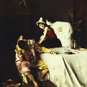Pierrot, Columbine and Punchinello; Pierrot, Colombine et Polichinelle, (oil on canvas)