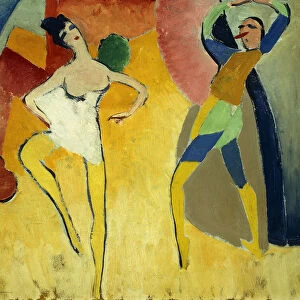 Pierrot and Pierrette, (oil on canvas)