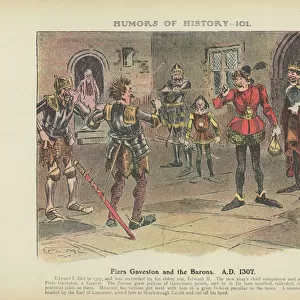 Piers Gaveston and the Barons. A. D. 1307 (colour litho)