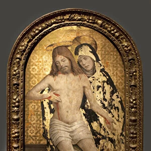 Pieta (Virgin of Pity). Painting by Giovanni Martino Spanzotti (ca. 1455-1526 or 1528), oil on wood, 15-16th century, Italian art. Museum of Fine Arts Budapest (Hungary)