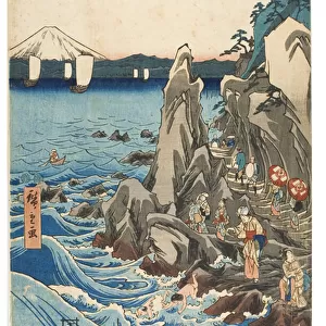 Pilgrimage to the exhibition of the Benzaiten statue in the main shrine of Iwaya at Enoshima in the province of Sagami, c. 1847-1852 (woodblock print on paper)