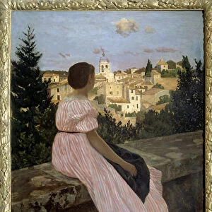 Pink dress or View of Castelnau le Lez (or Castelnau-le-Lez, Herault)