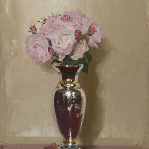 Pink Roses in a Silver Lustre Vase, 1913 (oil on canvas laid on board)