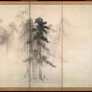 "Pins"Encre sur papier de Tohaku Hasegawa (1539-1610) 16eme siecle Dim 156x356 cm Japon Tokyo National Museum