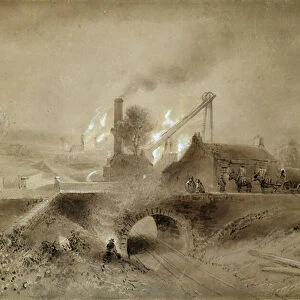 Pithead and Railway, 1840 (pen with wash on paper)