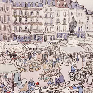 Place Nationale, Dieppe, c. 1910 (chalk & w / c on paper)